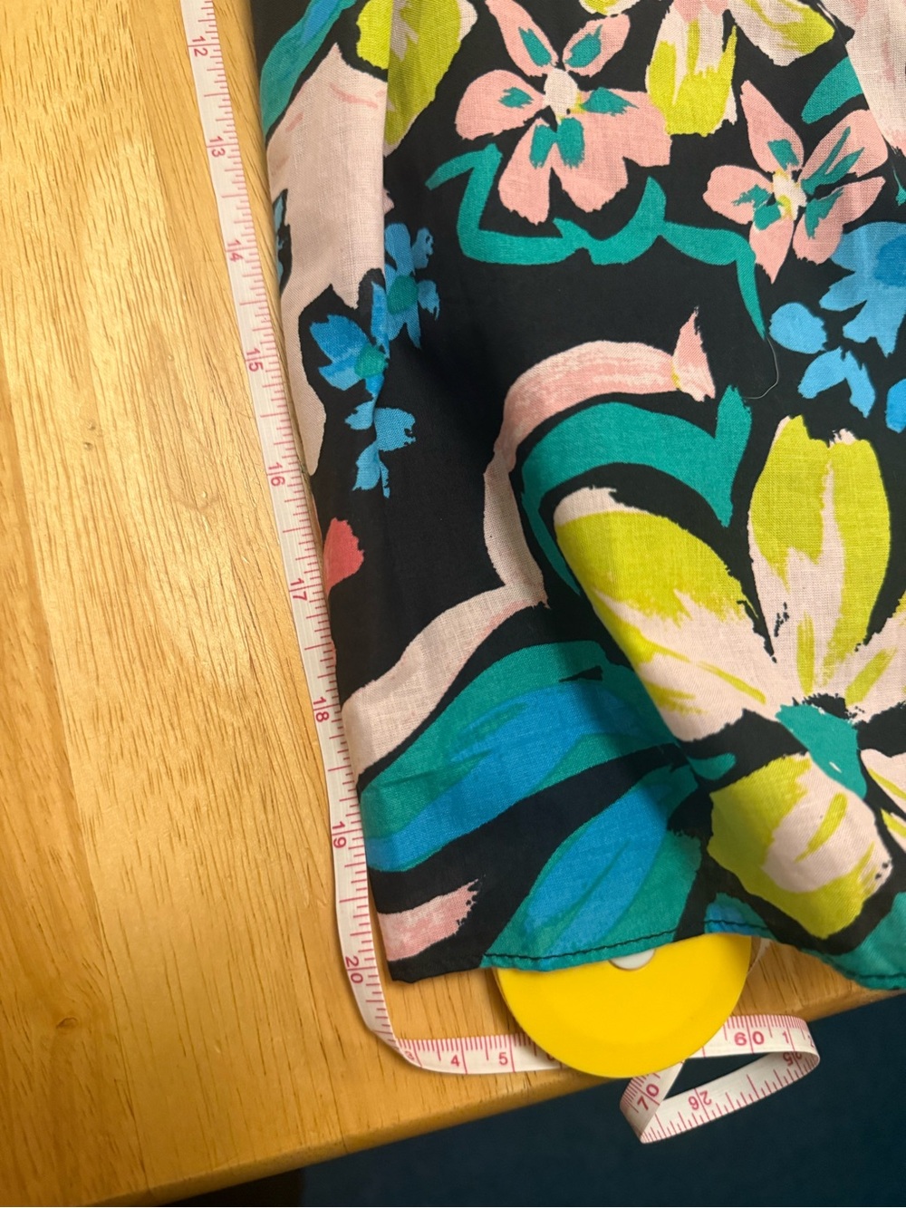Black Floral Print Skirt with Teal, Lime & Pink Accents
